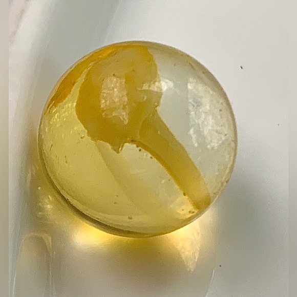 Vintage Yellow Egg Yolk Cat’s Claw Blown Glass Antique Marble - Picture 13 of 16